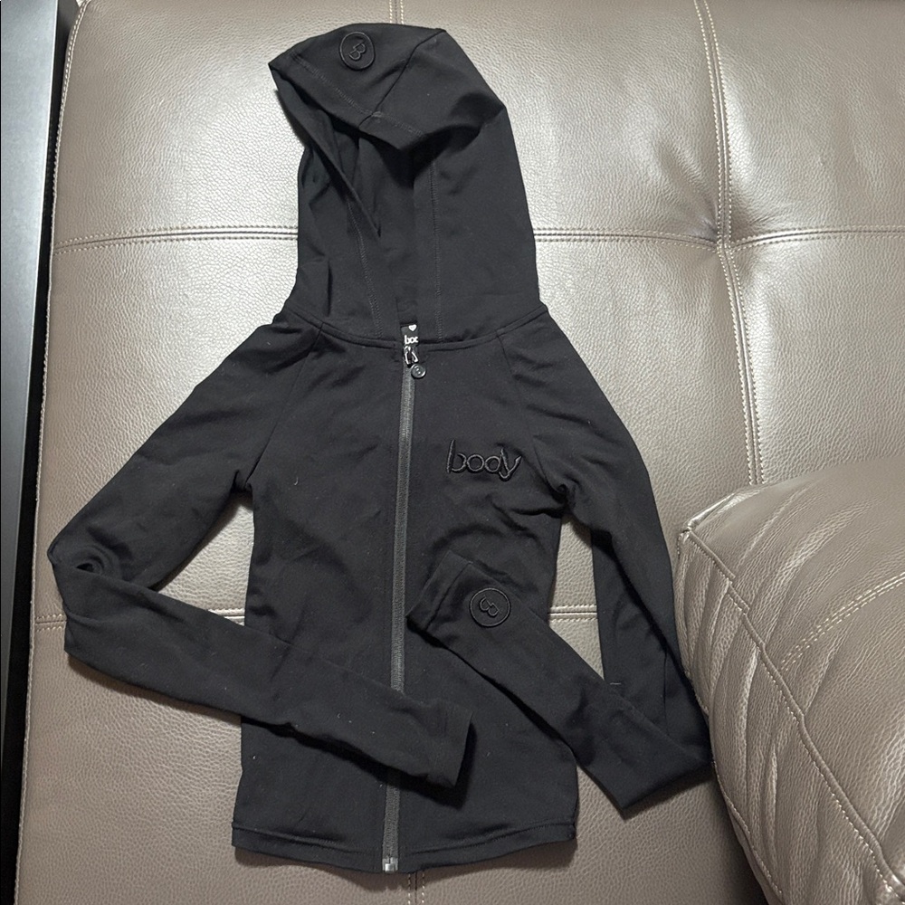 Women's Midnight Black Zip-Up Hoodie - Picture 3 of 7
